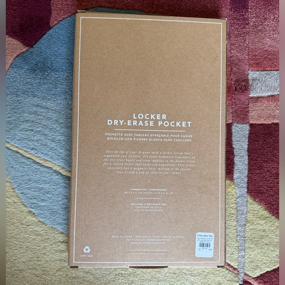 NWT Pottery Barn Teen locker dry erase board with pocket - Picture 2 of 6